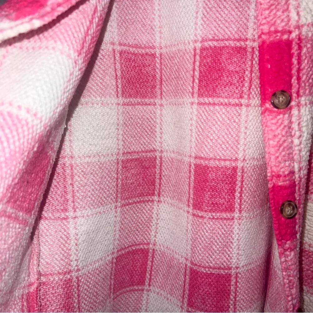 Carter's Buffalo Plaid Button Front Sherpa Shacket - Pink/White, Size 14